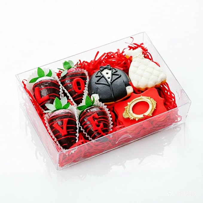 10PCS 8x5x2Inches Transparent Chocolate Covered Strawberries Boxes | Clear Plastic Boxes Perfect for Displaying Treats,Oreos,Cookies,Macaron,Cakesickle,Donut,Bakery,Brownie, Dessert