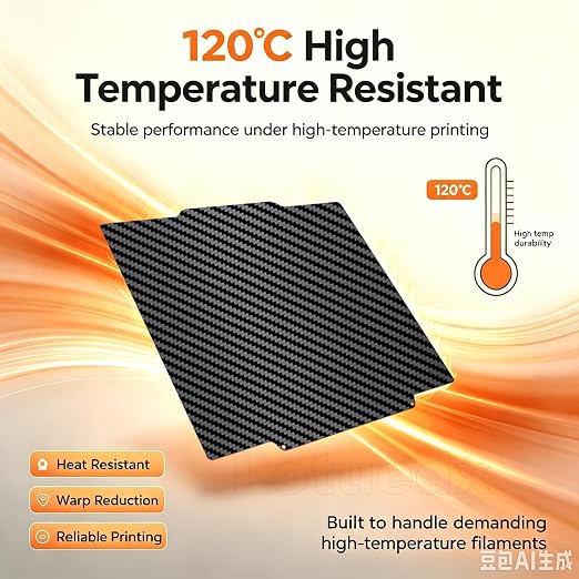 PEO PET Double-Sided Build Plate for Flashforge Creator 5/5 Pro – Dual-Texture Spring Steel Sheet with Big Diamond PEO & Carbon Fiber PET Finishes – Smooth First Layer 3D Printer Heated Bed Accessory