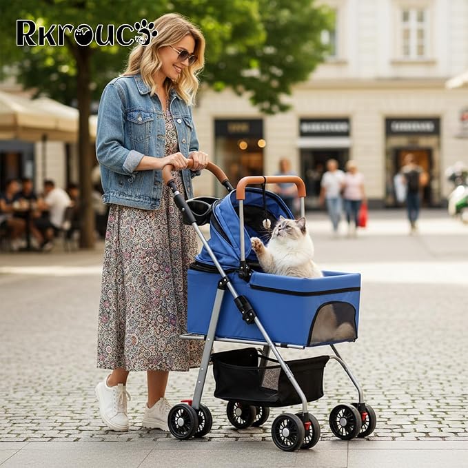 3 in 1 Pet Stroller for Dogs Cats Foldable Jogger with Detachable Carrier
