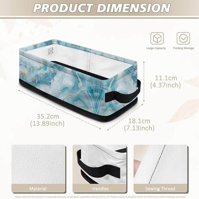 Blue Marble Toilet Paper Basket with Handle, Toilet Tank Topper Toilet Tank Basket for Bathroom Organizing Home Decor