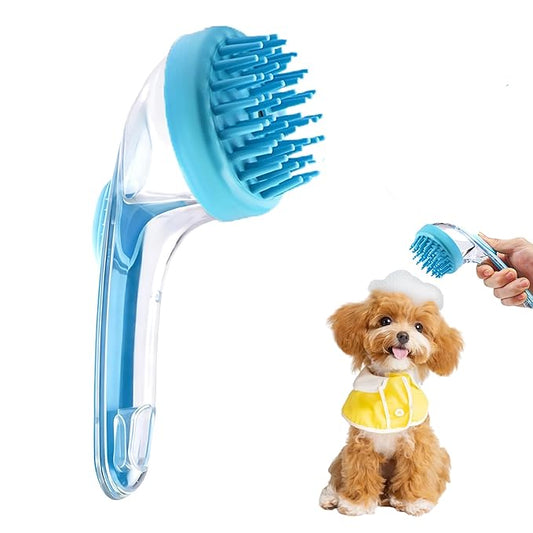 Pet Bath Massage Brush, Bath Scrubber for Dogs, Gentle Silicone Pet Bath Brush for Dogs & Cats (1.5mm Firm Bristles)