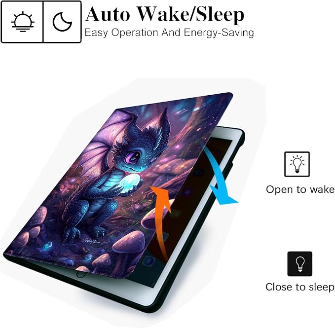 for Microsoft Surface Go 4/3/2/1-10.5" 2021 Tablet Case,Auto Wake/Sleep,Adjustable Stand Protective Cover - Cute Dragon