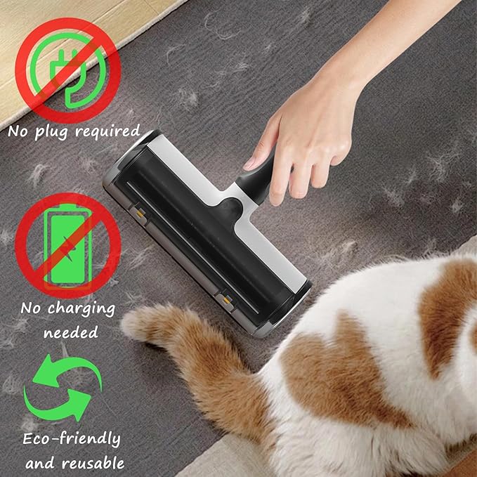 Upgraded Pet Hair Remover Roller - Reusable Lint Roller for Furniture, Couch, Carpet, Clothes, Car Seat, Efficient Cat & Dog Hair Removal Tool with Easy Clean & Fur Bin| One-Touch Emptying
