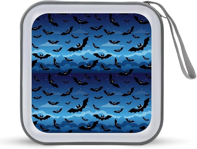 40-Disc Capacity CD/DVD Case Bat, Hard Plastic Protective Storage Binder with Zipper, Portable Organizer for Car Home Office