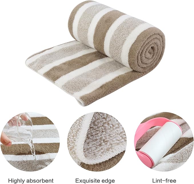 KinHwa Dog Towel Super Absorbent Pet Bath Towel Microfiber Dog Drying Towel for Small, Medium, Large Dogs and Cats 30inch x 50inch 1 Pack Light-Brown
