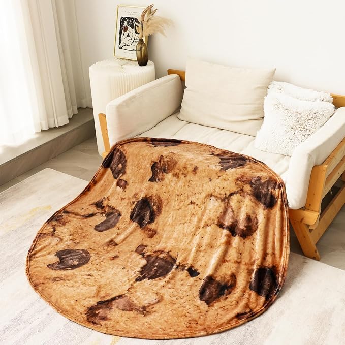 Bnuitland Cookies Funny Blanket, 300 GSM Double Sided Giant Realistic Food Blanket, Novelty Gift for Adults and Kids, Super Soft Flannel
