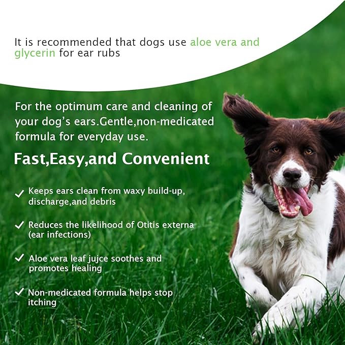 Dog Ear Cleaner Wipes for Cats & Dogs, Ear Cleaning Wipe with Aloe Cucumber, Gentle Ear Wipes for Dirty, Waxy, Smelly Ears - Non-Irritating