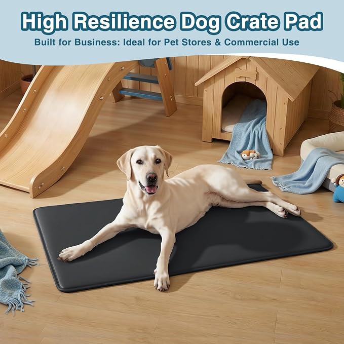Dog Crate Pad Mat, Waterproof Wipeable Kennel Bed, 35x22, Black | Outdoor Wipe-Clean Kennel Pet Mat for Medium Large Dogs, Non-slip Bottom, Lightweight & Portable, Suit for Travel, Trunk