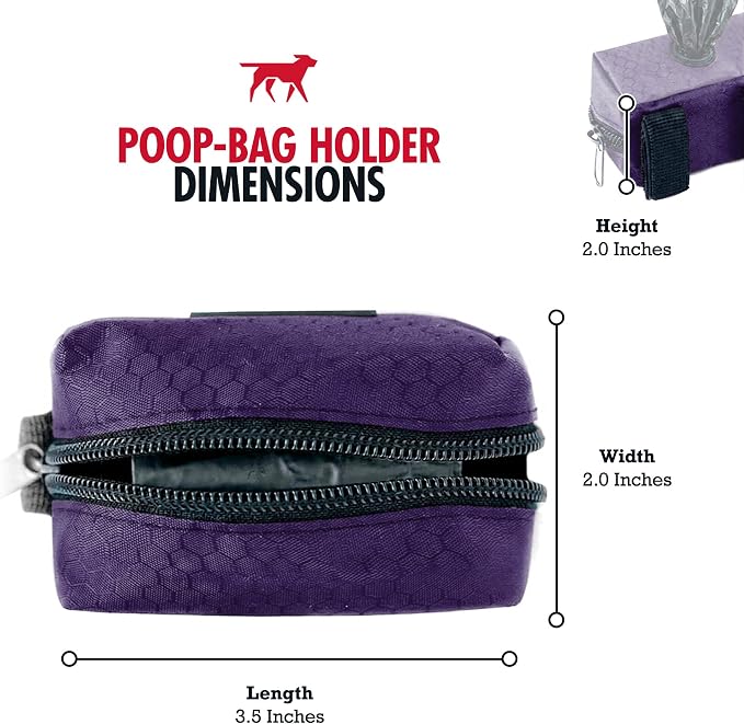 Tuff Pupper Dog Poop Bag Holder | Works with Any Dog Leash | Zippered Waste Bag Dispenser | Waterproof with Rust-Proof Clip | Convenient Lightweight Design | Includes 2 Rolls of Leak-Proof Bags