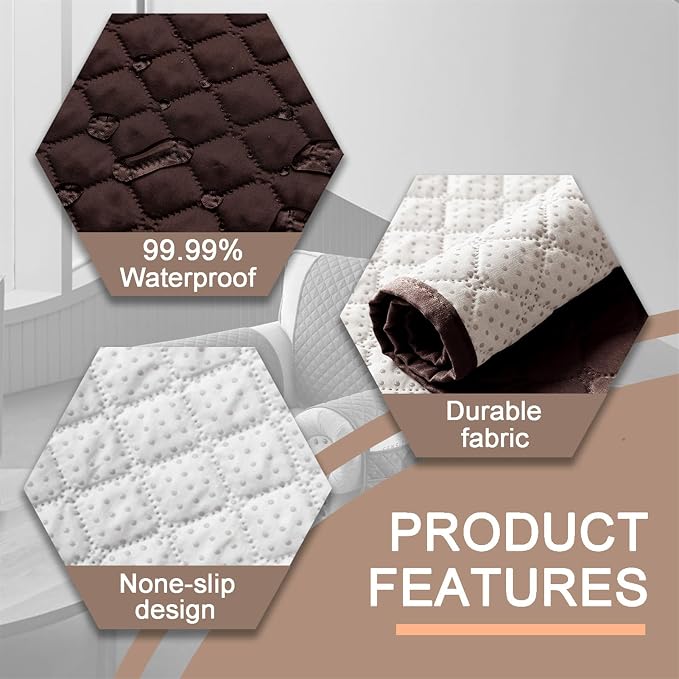 Water-Resistant Sofa Armrest and Headrest Covers with Side Pocket | Keep remotes close quilted polyester helps guard against wear, pet scratches, and kids' messes silicone backing adds grip