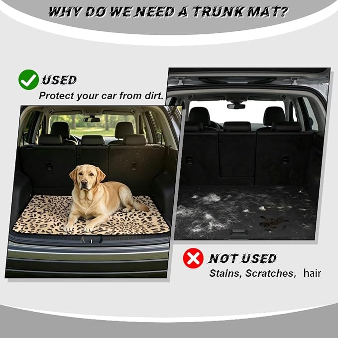 Leopard Print 29" x 39" All Weather Truck Protection Cargo Liner, Non Slip Universal Car Trunk Mat for SUV Cars, Durable Washable Pet Friendly Rear Trunk Liners