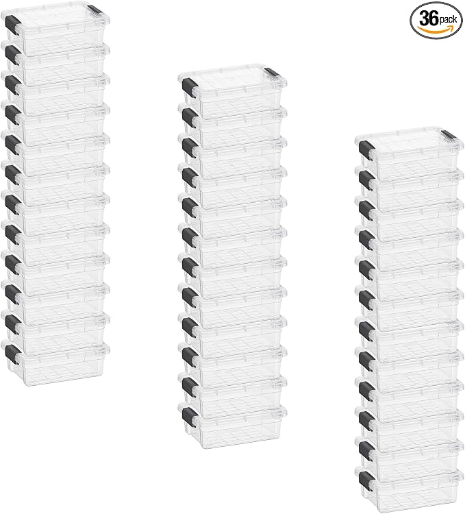 Superio 1.27 Quart Clear Plastic Storage Containers with Lids, Stackable Organizer Bins, BPA-Free Storage Boxes for Home, Office, Dorm & Classroom, 36 Pack