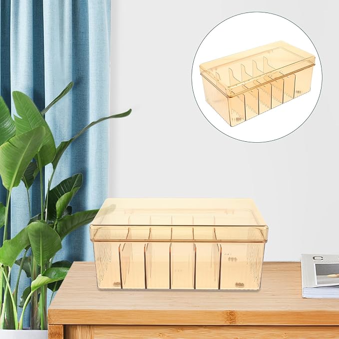 Healeved Cable Organizer Box for Data Cable and Phone Charger Management Pet Material Cord Storage with Multiple Slots for Home and Charger Organization