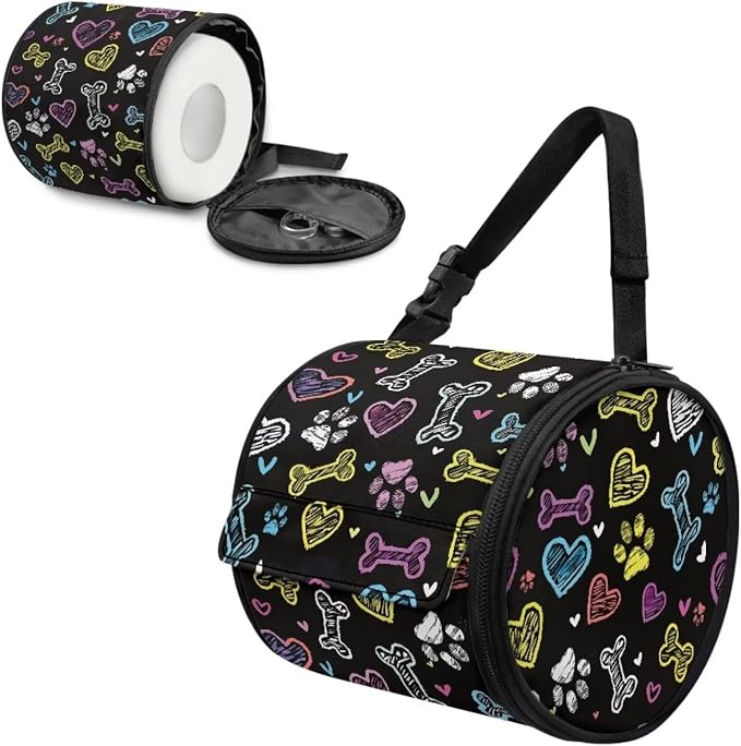 Graffiti Paws Paper Towel Holder Water Resistant Tissue Dispenser with Adjustable Strap, Collapsible Hanging Toilet Paper Roll Holder for Kitchen,Bathroom,Car Seat,Camping