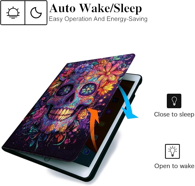 for Samsung Galaxy Tab A9 8.7 Inch 2023 Model X110/X115/X117 Tablet Case,Auto Wake/Sleep,Adjustable Stand Protective Cover - Colorful Dinosaur