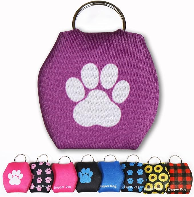 Dapper Dog - Dog Tag Silencer with Tag Ring (Purple with White Paw Print)