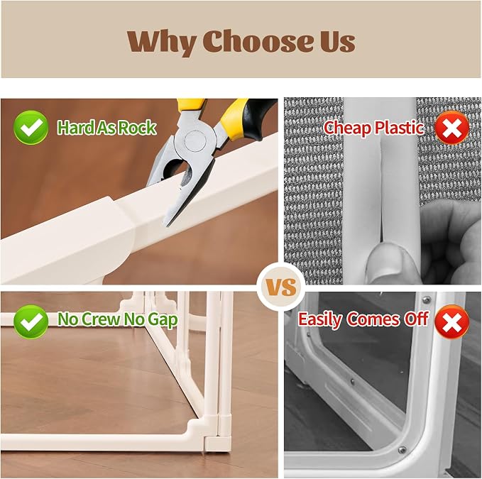 FlexiSpace Adjustable Clear Dog Play Pen, Expandable & Stackable Acrylic Dog Playpen, ONLY Dog Play Pen Indoors Grow with Your Pet Puppy Playpen (White, 24", 10 Panels)