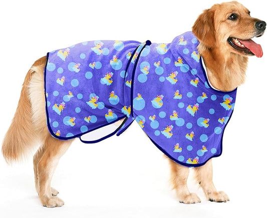 NACOCO Dog Bathrobe Towel Microfiber Pet Drying Robes Moisture Absorbing Towels Coat for Dog and Cat(Yellow Duck,XL)