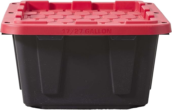 17 Gallon Heavy Duty Storage Bin With Snap Lid, Stackable Storage Container With Secure Closure For Garage, Basement, Closet, Shed, Outdoor And Home Organization