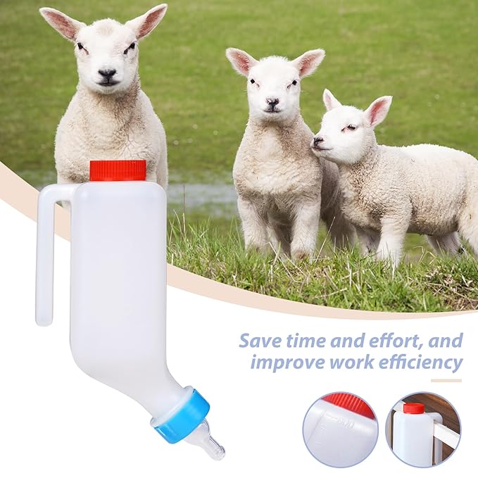 2pcs 800ml Lamb Feeding Bottle Thickened Goat Feeder Bottles Hang Upside Down Livestock Milk Bottle with Measurements Fawns Nursing Bottles for Goat Lamb Fawns Nigerian Dwarf Doeling (2pcs)