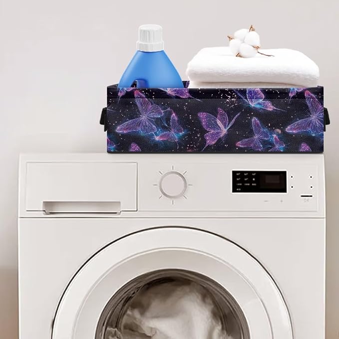 Purple Butterfly Toilet Paper Basket, Toilet Paper Storage Toilet Roll Organizer Paper Container, Bathroom Accessories Toilet Paper Holder with Storage