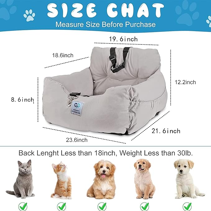Aidou Dog Car Seat Booster for Small to Large Dogs & Cats, Safety Seat with Storage & Dual-use for Car & Home (Medium Pink)