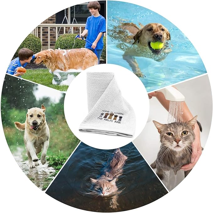 DAN RIVER Dog Towel - Pack of 1, 100% Cotton, 20x40, Ultra Soft, Super Absorbent & Quick Drying Towel for Dogs, Cats, and Other Pets, White Home.