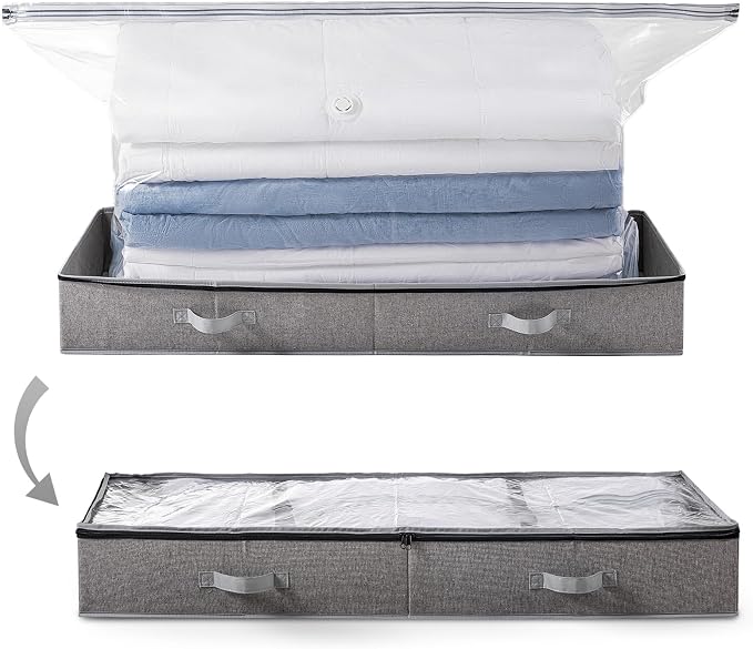 TAILI Under Bed Vacuum Storage Bags for Comforters and Blankets, Save 80% Space, Large Capacity Foldable Under Bed Storage Box for Quilts Pillow Blankets Linen, 41" x 17.7" x 6", Jumbo Vacuum Seal