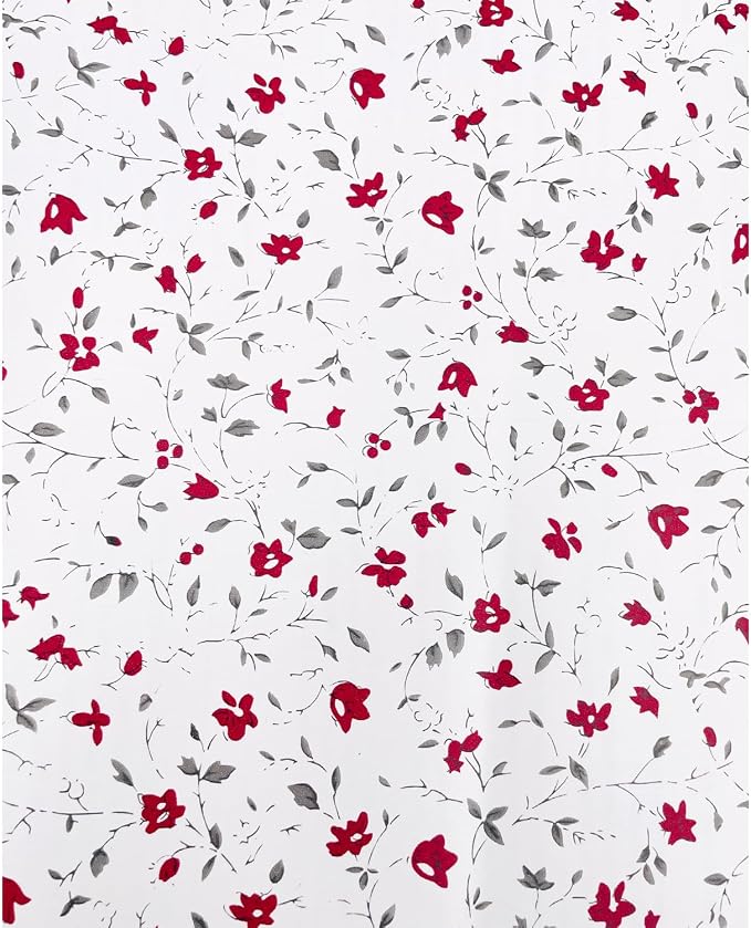 Yifely Red Rural Floral Shelf Liner Locker Decor Sticker Self-Adhesive Furniture Paper 17.7 Inch by 9.8 Feet