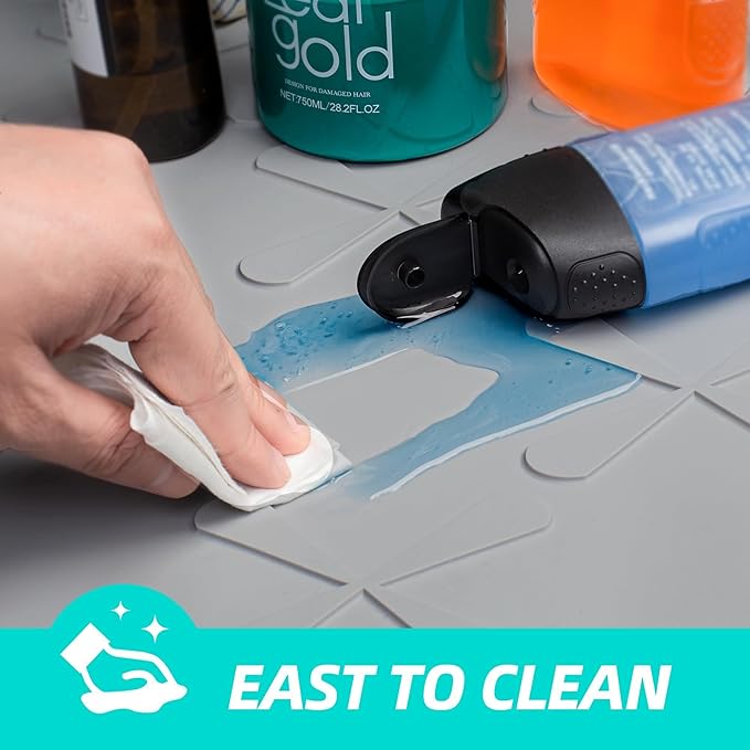 Waterproof Under Sink Mat Silicone 37"x19", Kitchen Cabinet Liner | BPA-Free Silicone Mat with Raised Lip Protects Cabinets from Leaks, Versatile Home Organizer for Bathroom, Pets, Boots, Floor