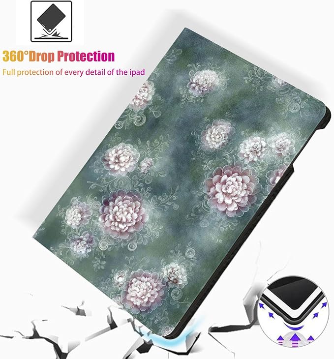 for Microsoft Surface Pro X/Pro X Plus-13 2019/2020/2021/2024 Tablet Case,Auto Wake/Sleep,Adjustable Stand Protective Cover - Vintage Peony Pattern