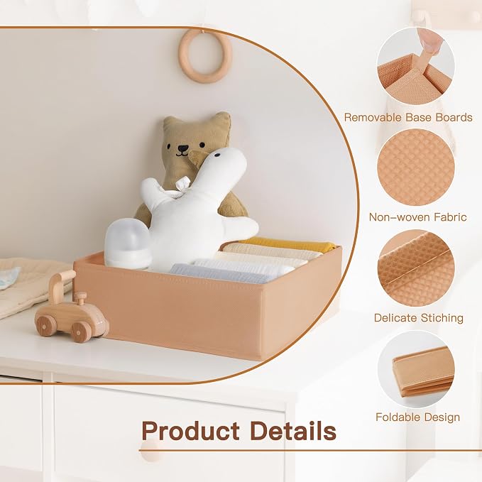 Drawer Organizer Clothes, 21 Pack Dresser Organizer for Baby Clothes, Underwear, Sock - Foldable Closet Organization and Storage Dividers Bins for Nursery, Bedroom (Brown)