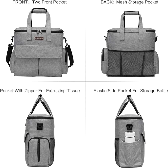 Modoker Weekend Dog Travel Bag Set with 2 Food Bags, 2 Bowls and Mat, Grey | Dog Travel Accessories Organizer for Camping and Road Trips with Roomy Storage, Multiple Pockets and Water-Resistant Oxford
