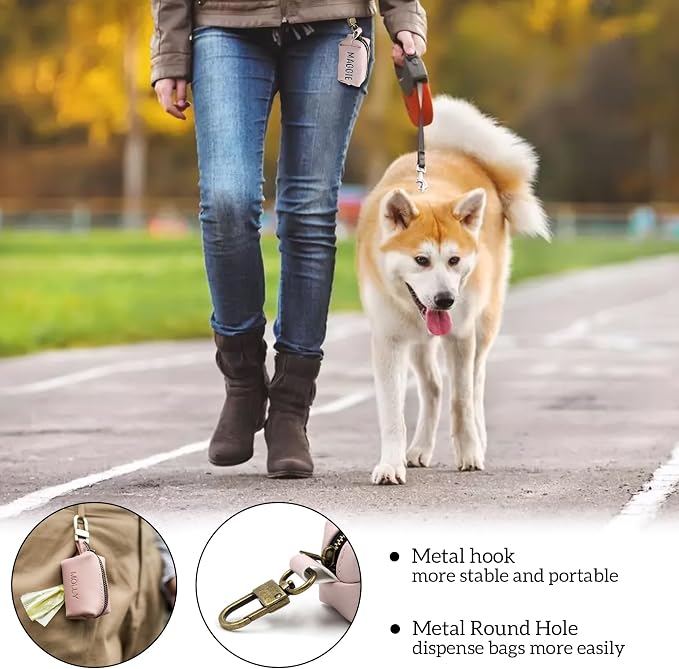 Dog Poop Bag Holder For Leash,Custom Leather Dog Poop Bag Holder,Outdoor Dog Poop Bag Dispenser,Garbage Bag Organizer For Easy Access,Pet Waste Bag Dispenser (Black)