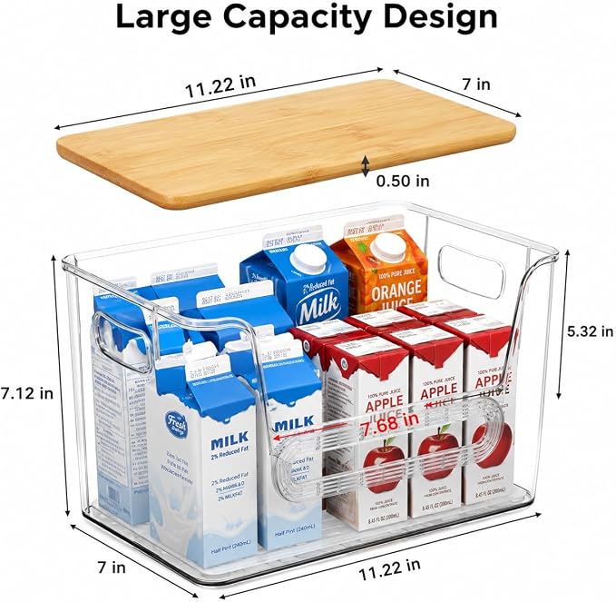 2 Set Pantry organizers and Storage,Trash Bag Holder Under sink Organizer for 4-13 Gal Bags,Trash Bag Dispenser with Bamboo Lids and Stackable Clear Bins for Potato, Onion, Garlic, Fruit, Vegetables