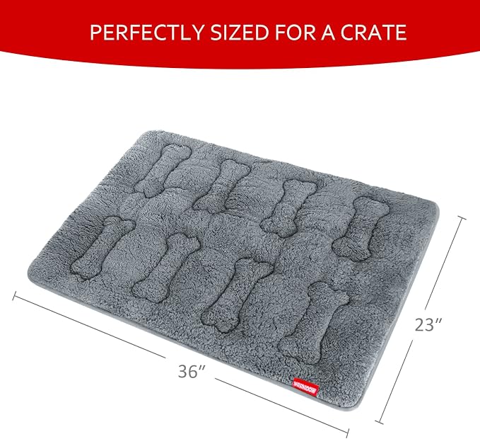 Dog Bed Crate Mat(36" X 23") 2 Pack, Soft Plush Dog Bed Pad | Machine Washable Crate Pad, Dog Sleeping Mat with Anti Slip Bottom, Grey