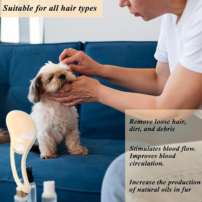 Dog Grooming Brush, Soft Puppy Massage Brush, Pet Hair Bathing Brush Comb, Hangable Grooming Tool for Poodles, Teddy, Yorkies, Maltese, Shih Tzu, Chihuahua (Marble Grain Yellow)