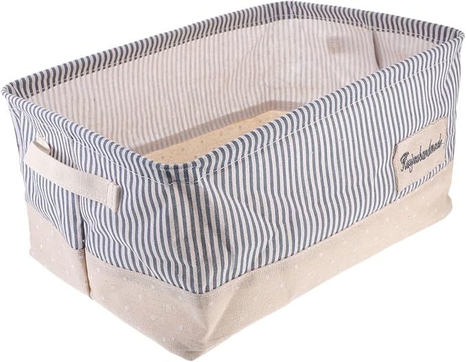 Garneck Portable Pet Toy Storage Basket Foldable Organizer for Sundries for Desktop Use Striped Design Easy to Transport