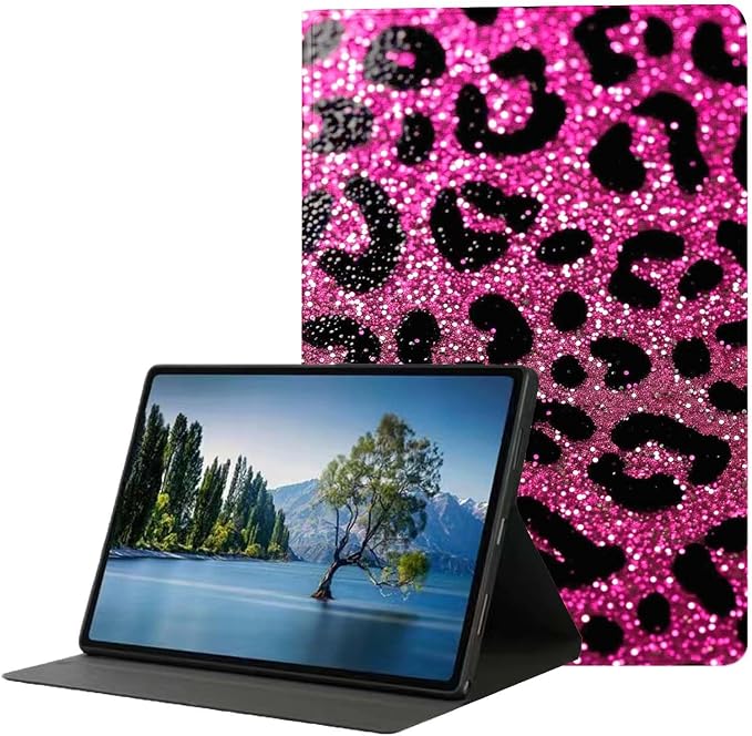 for Samsung Galaxy Tab S9 11" 2023(SM-X710/X716B/X718U) Tablet Case,Premium Leather Folio Stand Auto Wake/Sleep,Multiple Viewing Stand,Hot Pink Leopard