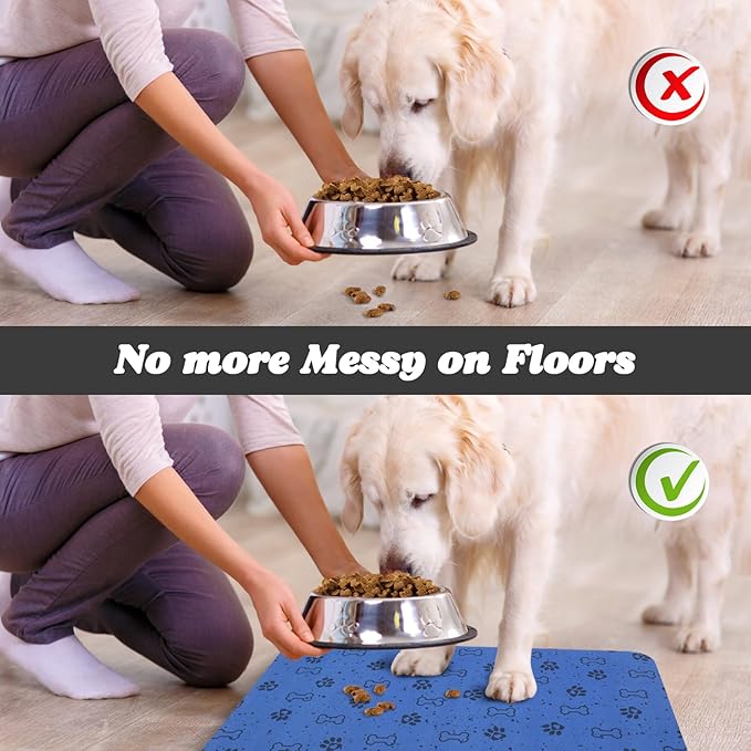 Dog Food Mats,Cat Absorbent Water Bowl Feeding Mats Pet Placemats for Food and Water Spot 24 * 32 inch
