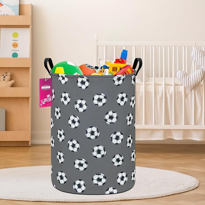 Football Fabric Storage Bin Nursery Organizer Basket | Organizer Bin Dirty Clothes Collapsible Waterproof for College Dorms, Boys and Girls Bedroom,Bathroom