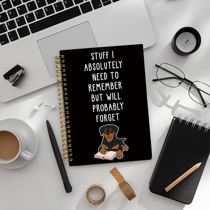 LIANGW Funny Rottweiler Gifts Spiral Notebook Journal | Pet Dog Mom Lovers Owner Gifts Journal for Writing,Rottweiler Gift for Women,Dog School Office Stuff Supplies,5.5x8.3 Inch