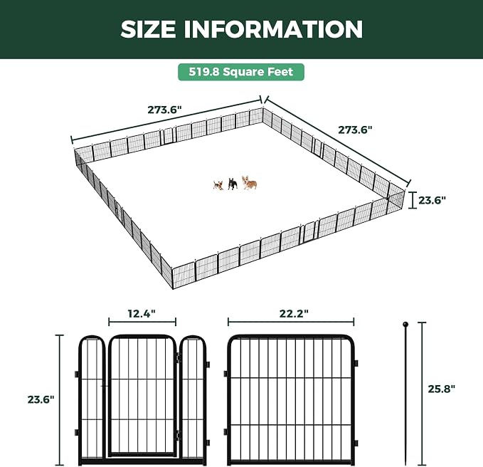 FXW Rollick Dog Playpen, Indoor, Yard & RV Camping, 24" H, 48 Panels | Easy setup, Heavy-duty, DIY layouts, Walk-through gate, for Puppies & Small Dogs, Patented