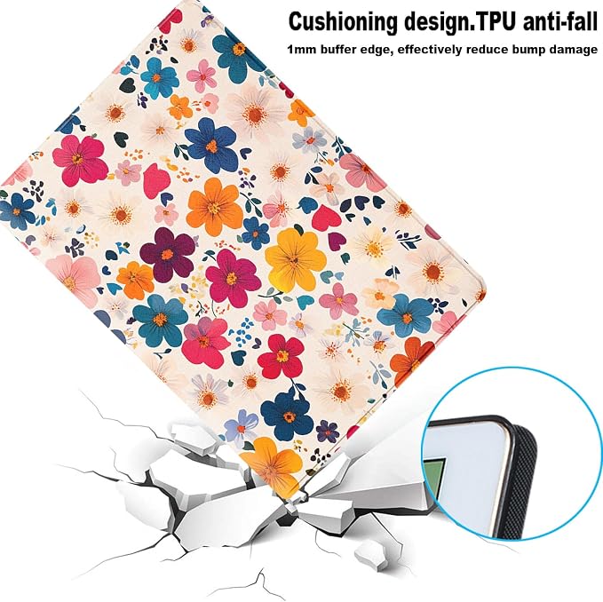 for Samsung Galaxy Tab A 8.0 2019 (SM-T290/T295) Tablet Protective Cover with Adjustable Stand and Magnetic Auto Wake/Sleep,Colorful Flower