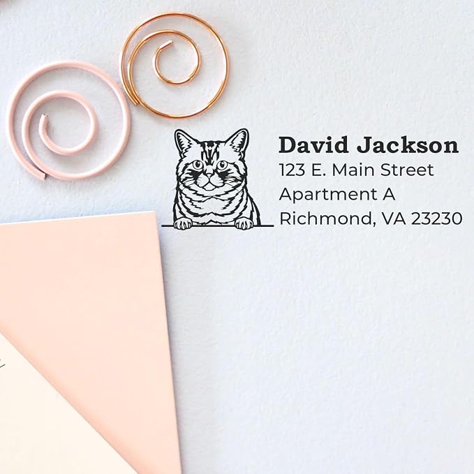 Brazilian Shorthair Address Stamp, Cat Return Address Stamp, Personalized Duo Hand Duo Hand Stamp for Pet Lovers, Custom Mail Seal for Cat Lovers