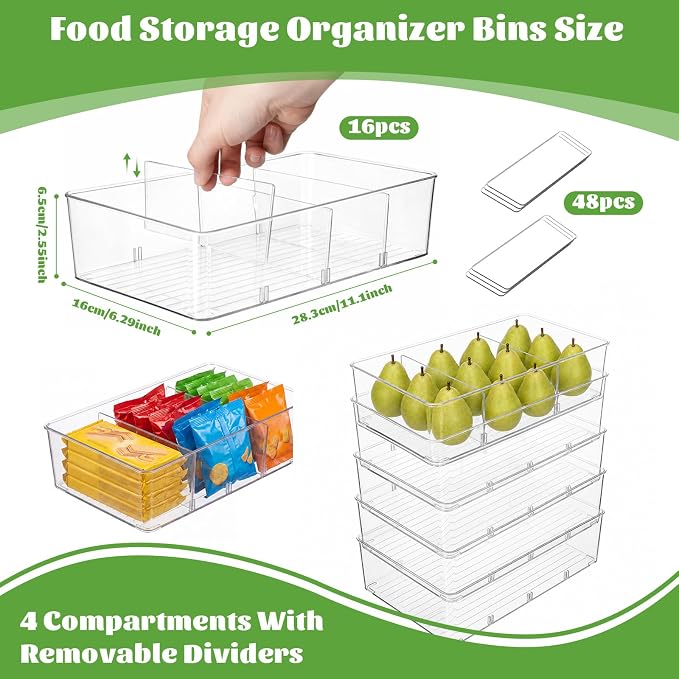 Mifoci 16 Pcs Snack Pantry Organizer Storage for Shelf,Large,Divider