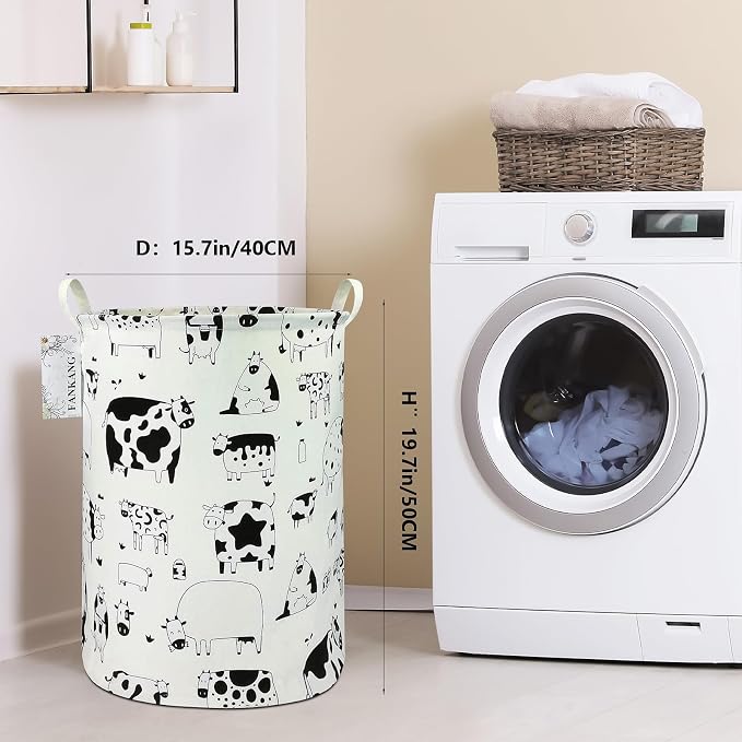 Storage Bin Foldable Nursery Organizer Basket Cow | Foldable with Waterproof PE Coating Organizer Bin for Kids Boys and Girls,Office,Bedroom,Clothes