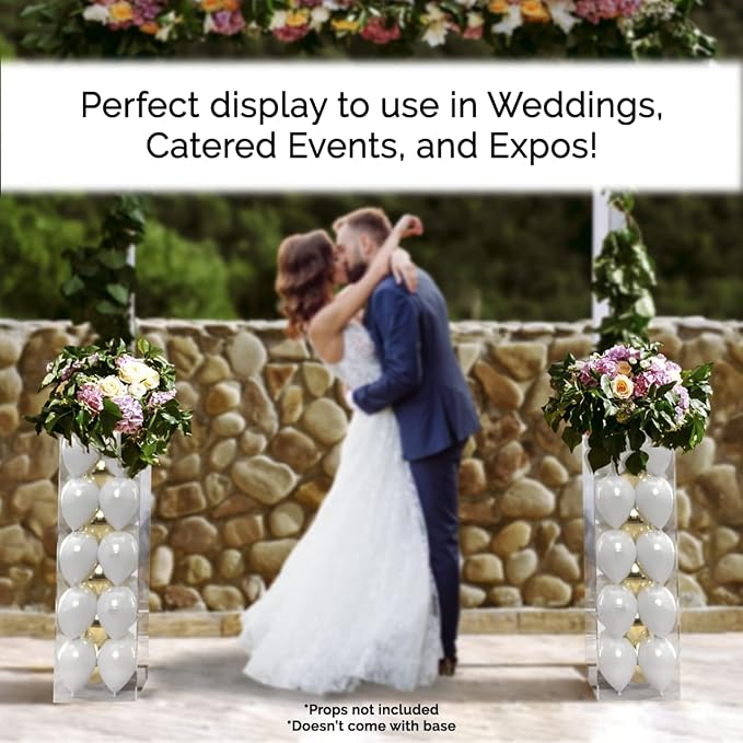 Marketing Holders Clear Platform Display Box 12x12x40 Inch Pedestal Cube No Lid Cover Trophy Trinket Acrylic Pillar Post Showcase Stand Expo Event Wedding Reception One Piece No Assembly