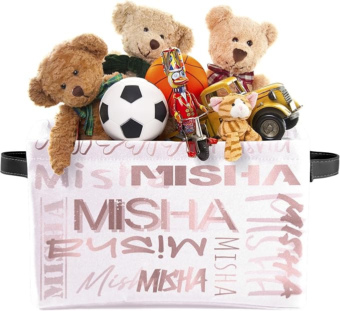 Personalized Storage Bins with Name Custom Kids Storage Basket Cubes Organizer with Handles for Organizing Boys and Girls Toys Shelf Closet Nursery Baskets Boxes, 1 Pack