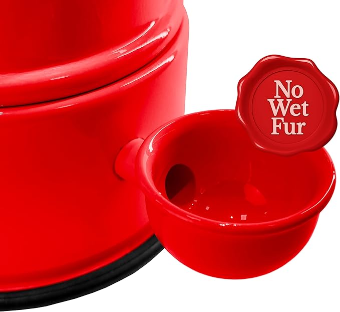 Pet Water Dispenser for Dogs and Cats, 47.3 oz – Gravity-Fed Aluminum Water Bowl, Prevents Wet Fur, Provides Continuous Fresh Water, Electrostatic Coated Finish, Vida Mansa (Red)
